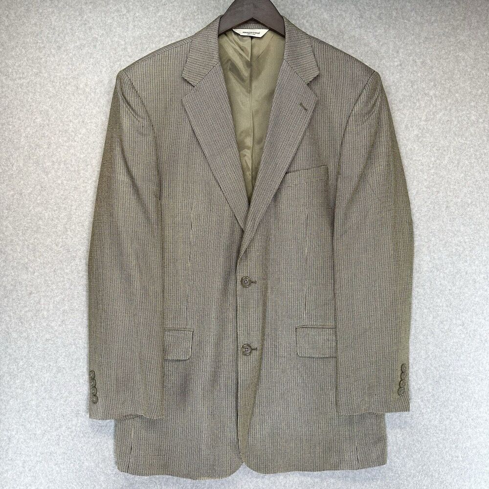 Pronto Uomo Mens Blazer Size 40L Brown 2-Button 100% Silk Shell